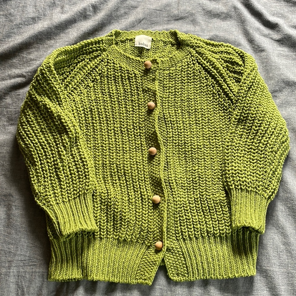 Babaa Wool Cardigan OS Green